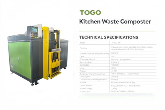 Fully Automatic PLC Control Commercial Composting Machine with 300KG/D Capacity for Microbial Decomposition of Organic Waste